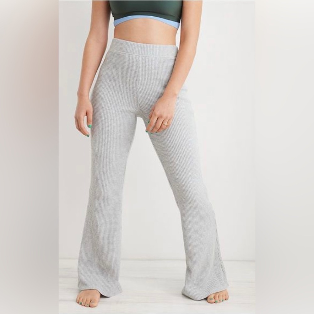 Aerie waffle high waisted flare pants XS
